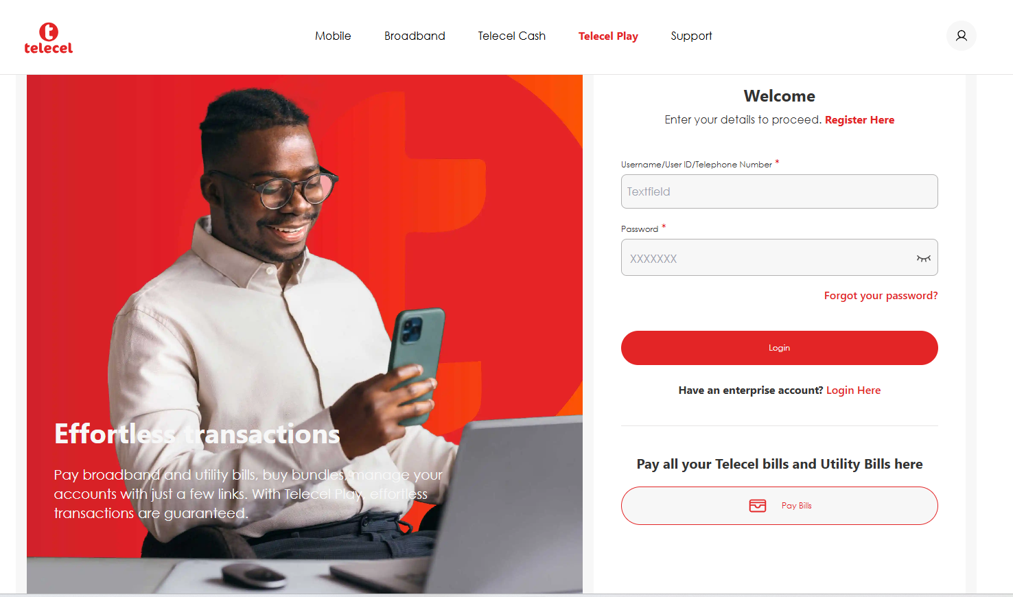 Happy merchant using phone